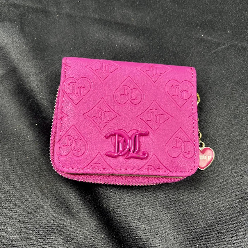 Juicy Couture Hot Pink Wallet w/ Charm Zip Around Card Holder Y2K
